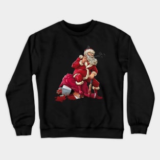 Santa Claus Adult Smoking Gift Dynamite Ax with blood Safe Crewneck Sweatshirt